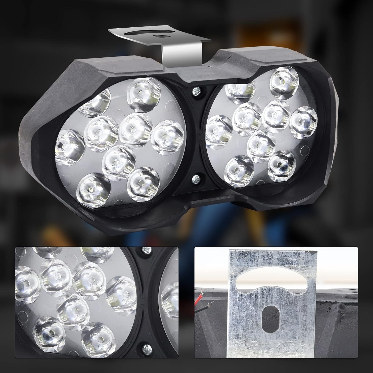 Motorcycle Driving Lights LED Fog Spotlight Daytime Running Lights, Super Bright 18SMD Chips Auxiliary Driving Lamp for Bike Truck Boat DC12V Waterproof White 2Pcs