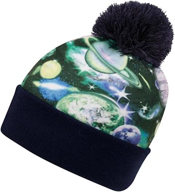 Pom Pom Beanie Glaxy Print