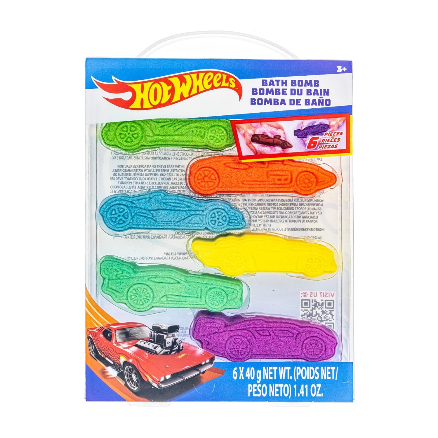 Hot Wheels 6 Piece Bath Bombs for Kids Bubble Gum Scented Bath Toys for Kids Ages 3 by