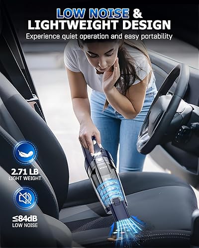 Miniatura 7 de AHNR Aspiradora de mano inalámbrica, 16000 PA, potente succión de mano, eliminadores de polvo sin cables, recargable con luz LED y 2 filtros HEPA,