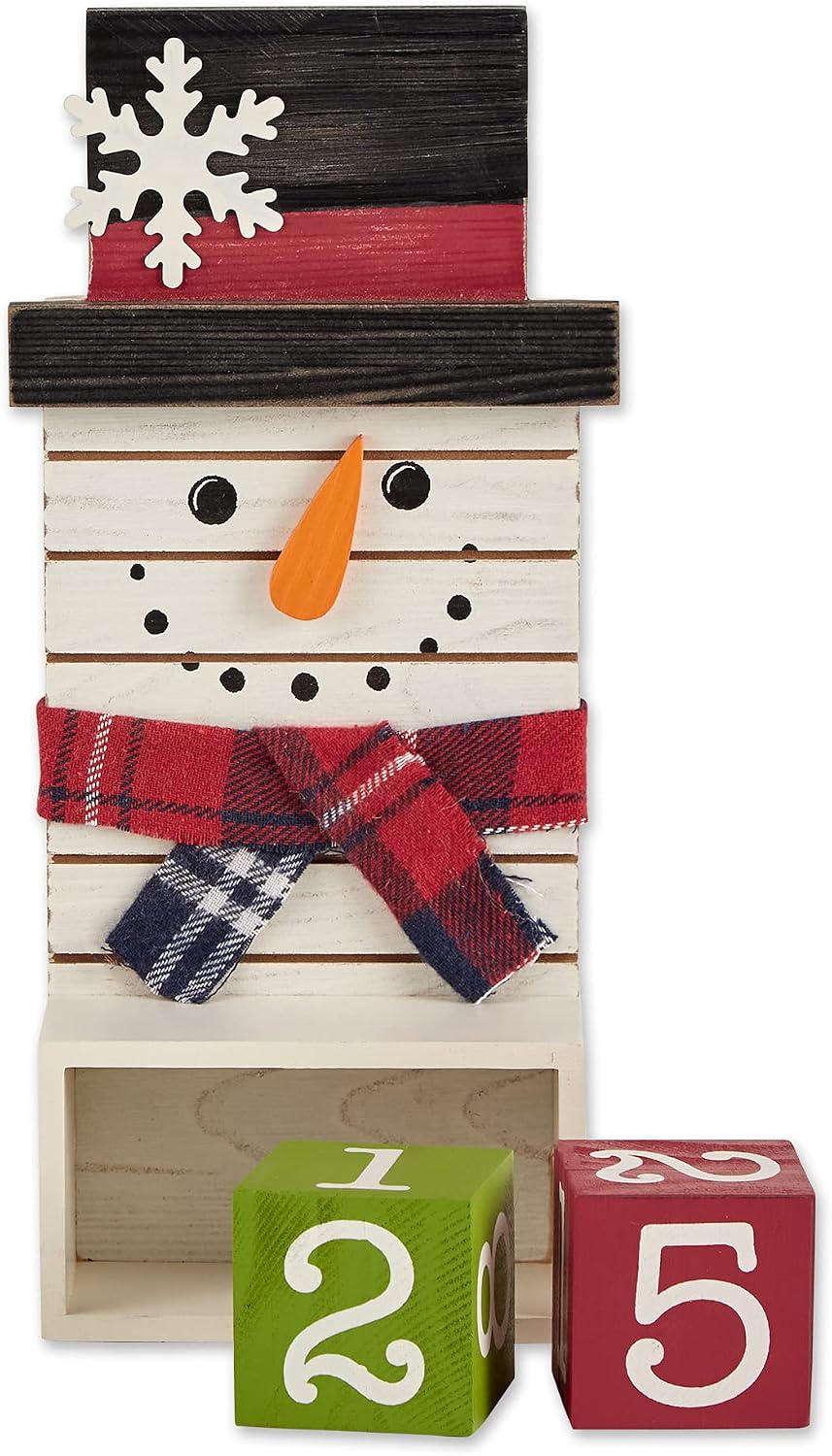 DII Christmas Advent Collection Decorative & Reusable Wooden Countdown Calendar, 11x5", Snowman Blocks