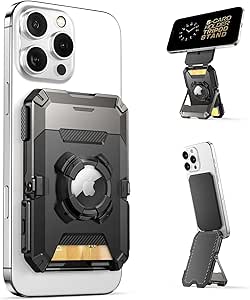 SUPCASE for MagSafe Wallet with AirTag Holder, Magnetic Airtag Wallet for Men, [Hold 5 Cards] [Adjustable Stand] [RFID Blocking] Phone Card Holder Tripod for iPhone 17/16/15/14/13/12 Series, Dark