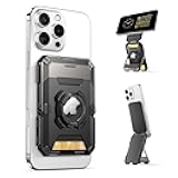 for MagSafe Wallet with AirTag Holder, Magnetic Airtag Wallet for Men, [Hold 5 Cards] [Adjustable Stand] [RFID Blocking] Phone Card Holder Tripod for iPhone 17/16/15/14/13/12 Series, Dark