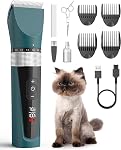 oneisall Cat Clippers for Matted Hair, 5-Speed Quiet Cat Grooming kit | Waterproof, 49dB Low Noise, 120min Long Battery Life LCD Display, 4 Guards With Comb and Scissor, For Long Thick Matted Hair