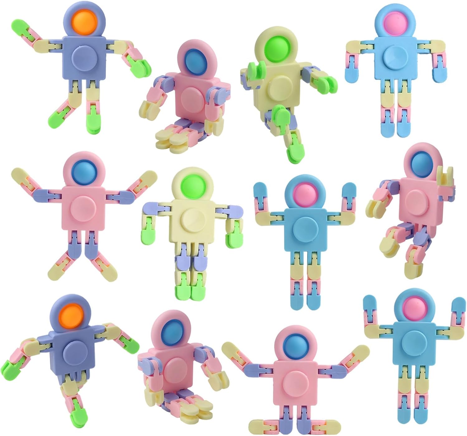 Fidget Toys, 12Pcs Mini Detachable Chain Robot Finger Toy Kids Party Bag Fillers Fidgets Toys for Kids Party Bag Toy Party Favours Gift for Boys Girls