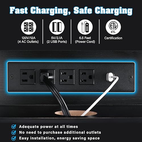 Miniatura 6 de TC-HOMENY Soporte de acuario de 10 a 29 galones con estación de carga y agujeros para cables, soporte de metal para pecera con gabinete de