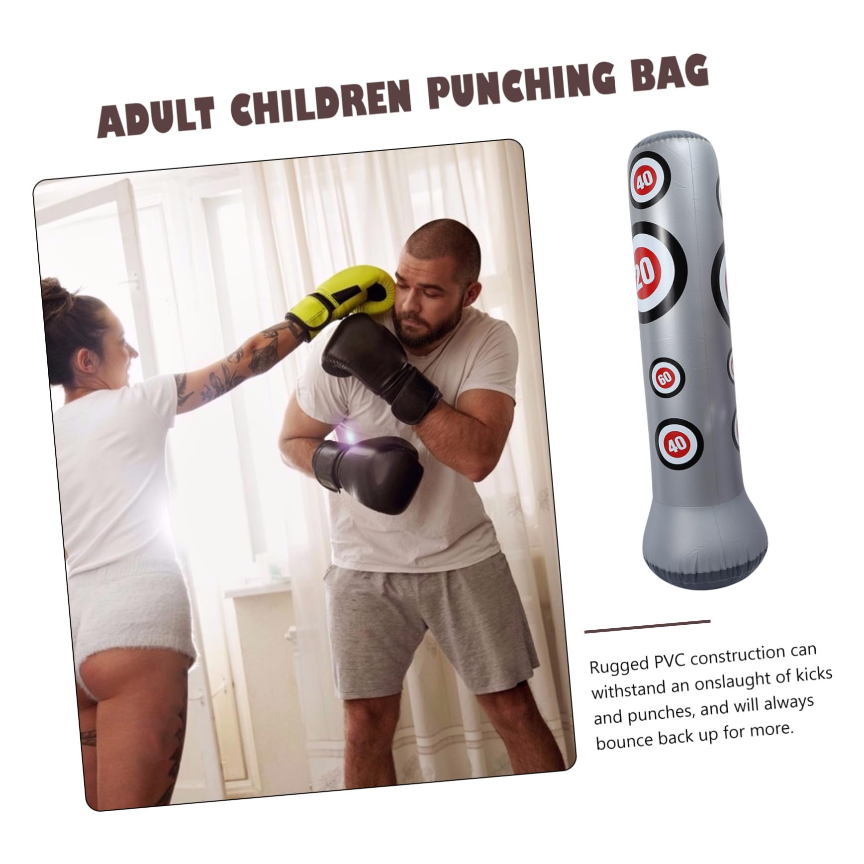 ERINGOGO Colonne Libère Gonflable 1,6m et Garçon de Le PVC Boxe Améliore Jouet L'agilité Stress Couleur Aléatoire Filles et Adultes Maison et Salle de Sport