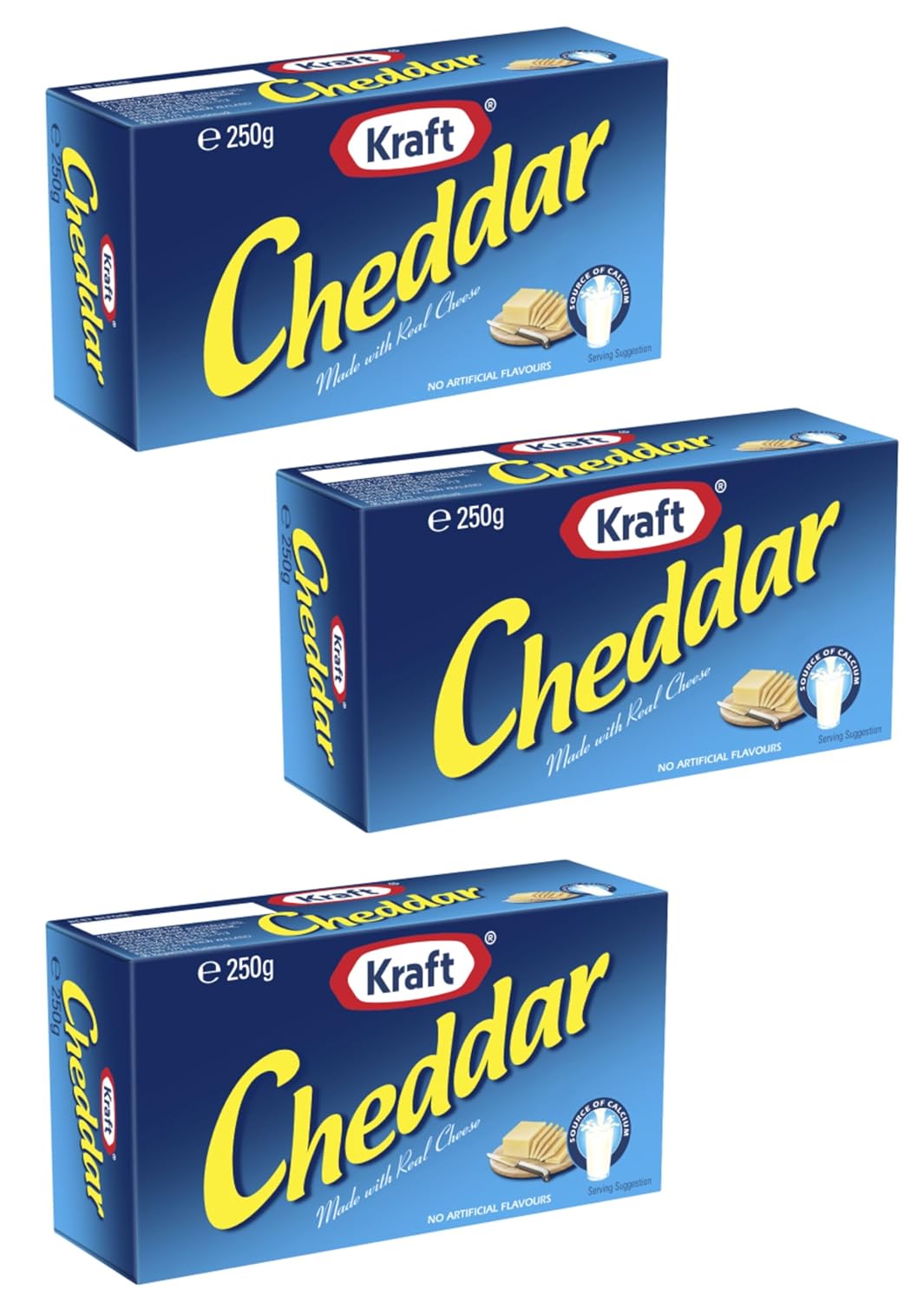 Australian Made Cheddar Cheese (Pack of 3 x 250g EA) Made with Natural Cheese ...