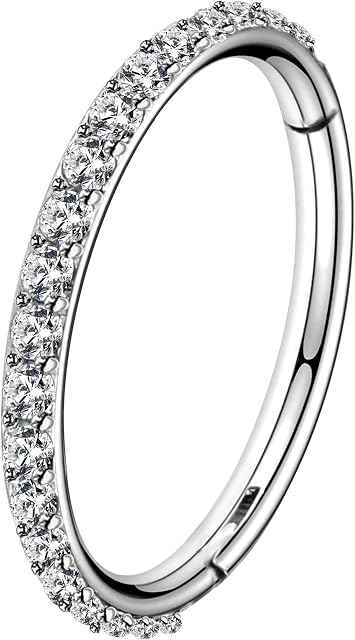 OUFER 16G 14G 6/8/10/12mm Cartilage Earring Hoop Stainless Steel CZ Line Helix Earring Hoop Daith Earring Piercings Jewellery