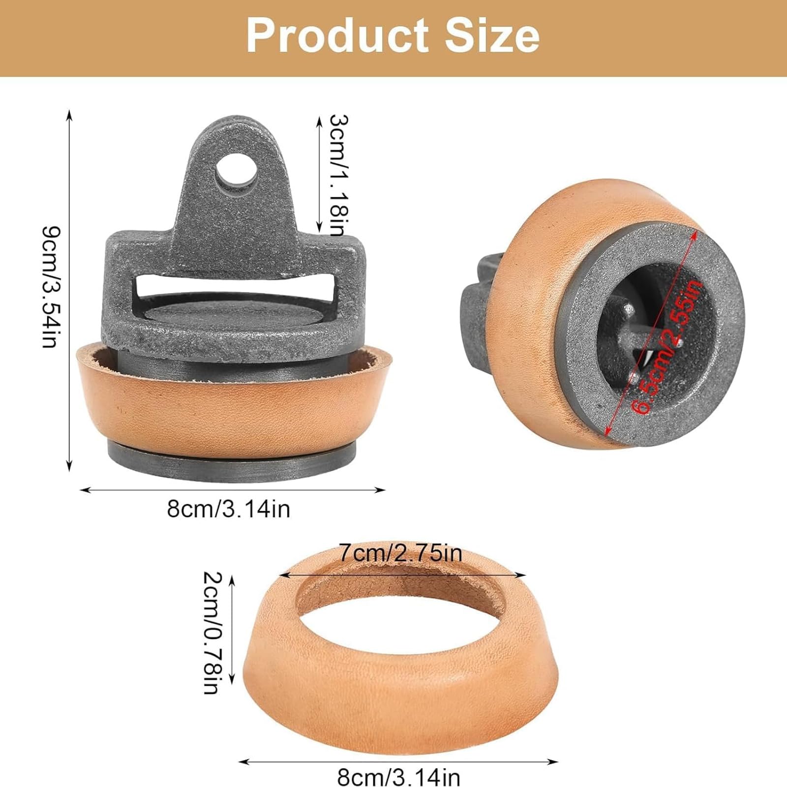 Set di ricambi a pistone per pompe a mano con guarnizione in pelle per pompe da giardino tipo 75, facile da installare, stantuffo efficiente con anelli di tenuta