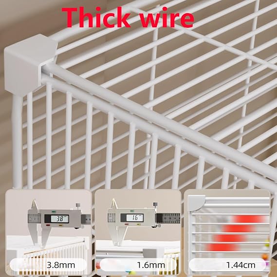 Indoor Rabbit Cage with Large Open Door, Pull-Out Tray, Wheels, Sturdy Wire Construction, Foldable & Easy Assembly for Small Pets