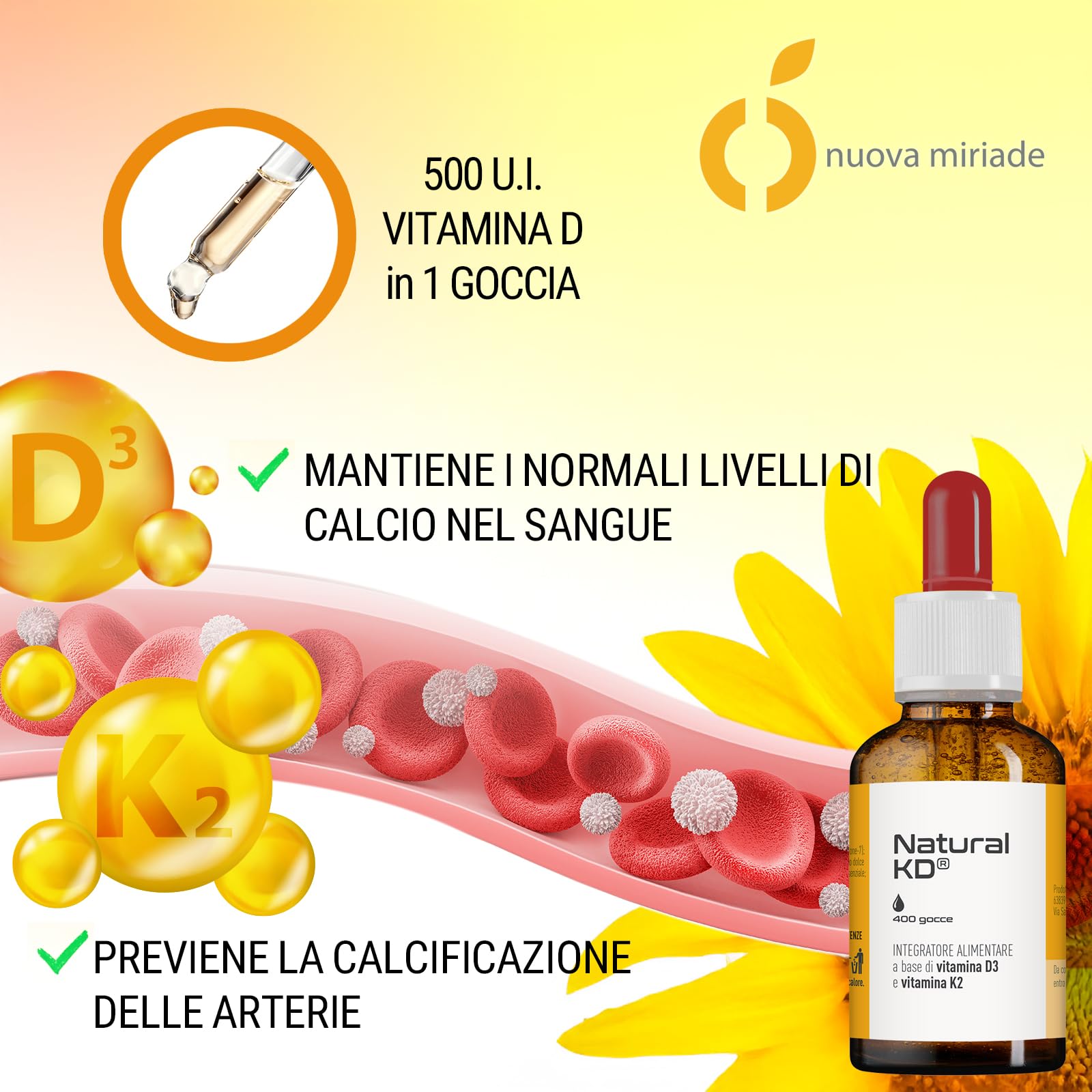 Vitamina D3 K2 in Gocce Vegano da Lichene Islandese – Integratore al Gusto Arancia per Ossa e Sistema Immunitario – Dosaggio Personalizzabile (500 UI/goccia) – Ideale per Difficoltà a Deglutire