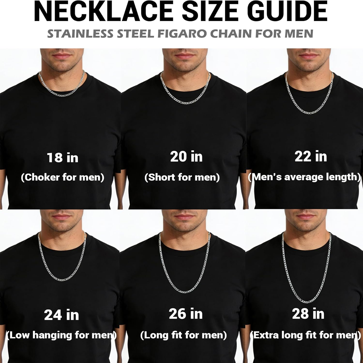 5mm/7mm Silver Stainless Steel Diamond Cut Figaro Chain Necklace Jewelry Gift for Men