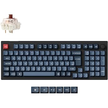 Keychron V5 Max QMK Wireless Custom Knob Mechanical Keyboard DE-ISO 100 Keys Programmable Bluetooth/2.4 GHz/Wired with RGB Hot-swappable Gateron Brown Switch