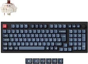 Keychron V5 Max QMK Wireless Custom Knob Mechanische Tastatur,DE-ISO 100-Tasten Programmierbar Bluetooth/2.4 GHz/Kabelgebunden mit RGB Hot-swappable Gateron Brauner Schalter