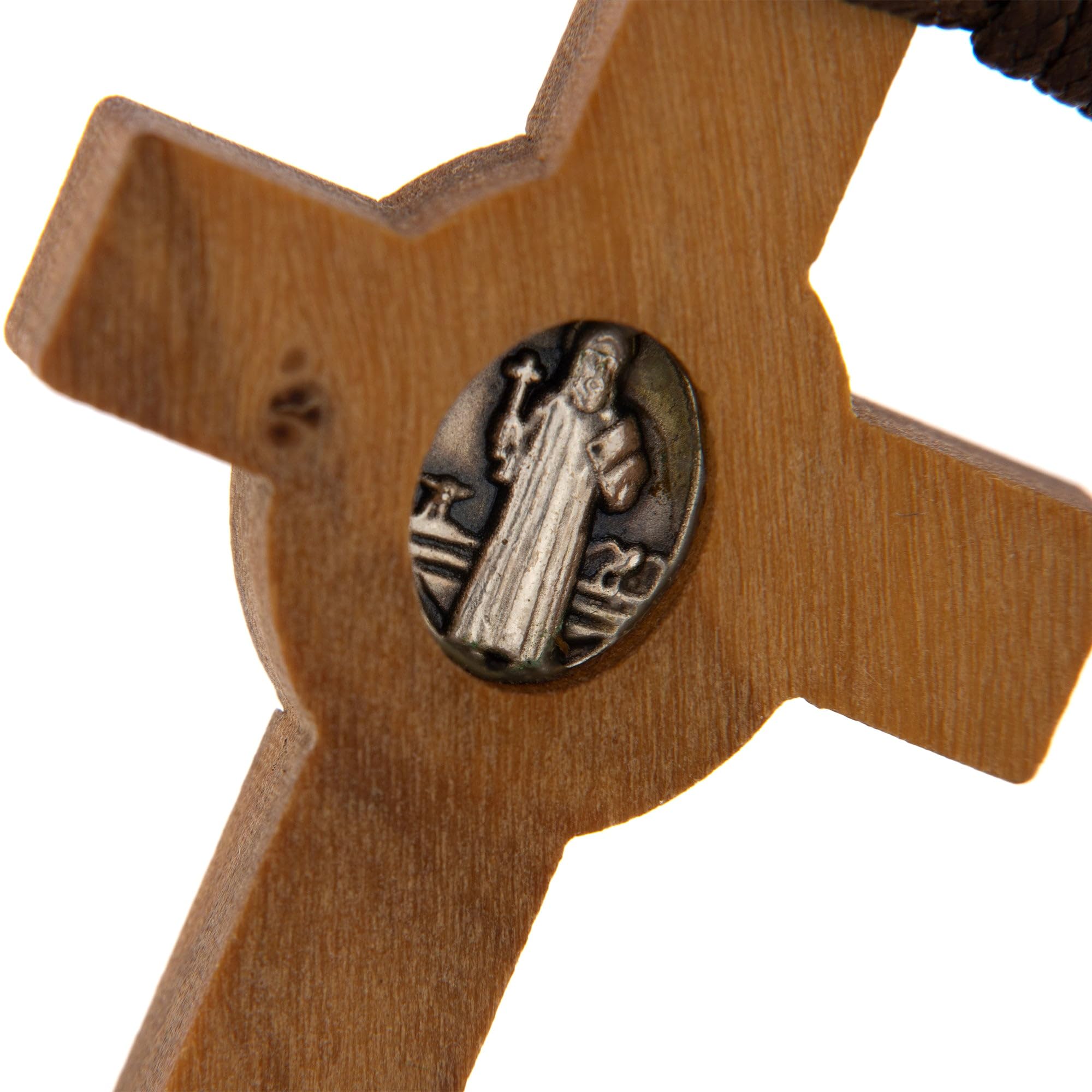 SHALOM - Couronne Portable Saint Benoît en corde et grains d'olivier 7 mm