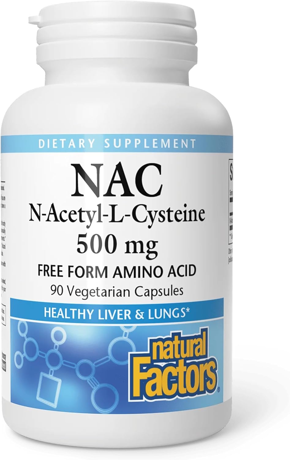 Natural Factors NAC N-Acetyl-L-Cysteine 500 mg, 90 Vegetarian Capsules