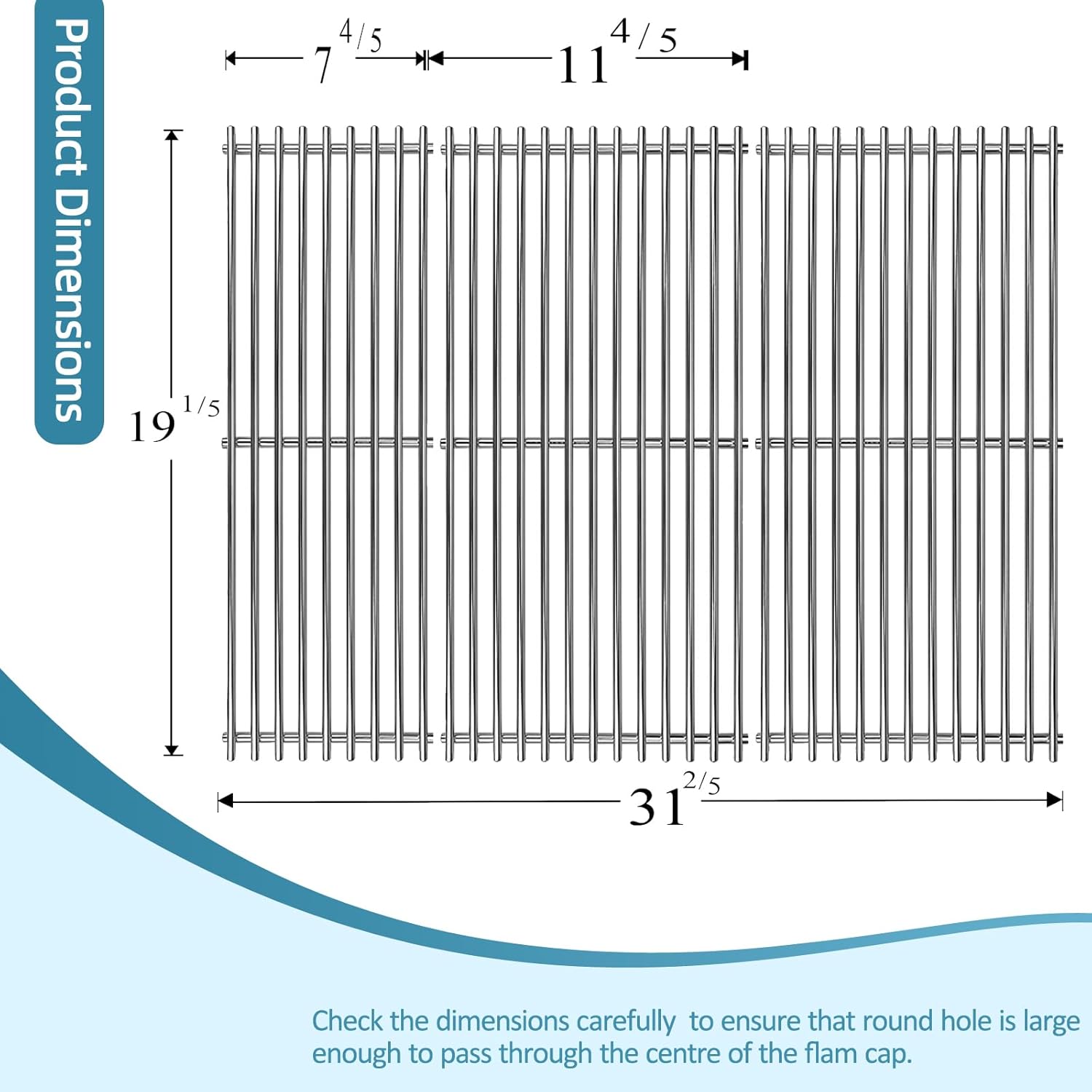 S6G552 (3-Pack) 19.2” SUS304 Stainless Steel Cooking Grates for Weber Summit 600 Series, Summit E-640, S-640, E-650, S-650, E-660, S-660, E-670, S-670 Gas Grills (2007-present)