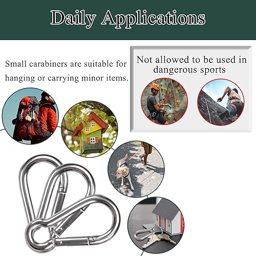 Miniatura 6 de YEAZHEN Spring Snap Hook Carabiner, Small Carabiner Clip, Heavy Duty Galvanized Steel Spring Clip, Quick Link Key Chain for Camping Hiking Traveling