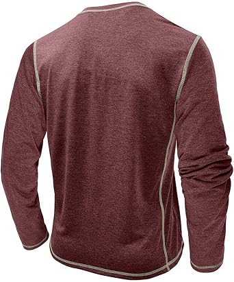 Henley Shirts for Men Gym Muscle Workout T-Shirt Button Crewneck Basic Golf Tops Lightweight Long Sleeve Pullover Tee