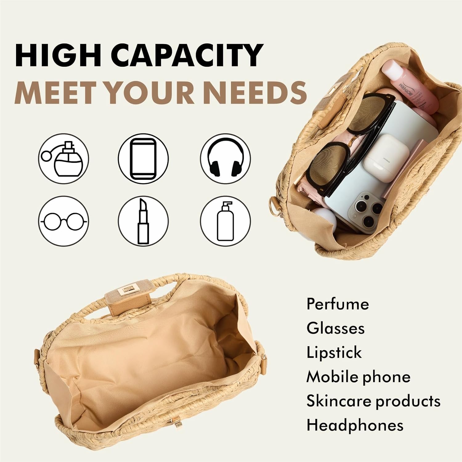 Woven Straw Purse with Crossbody Strap, Clutch Purses for women, Boho Summer Beach Bag Shoulder Vacation Handwoven - Image 4