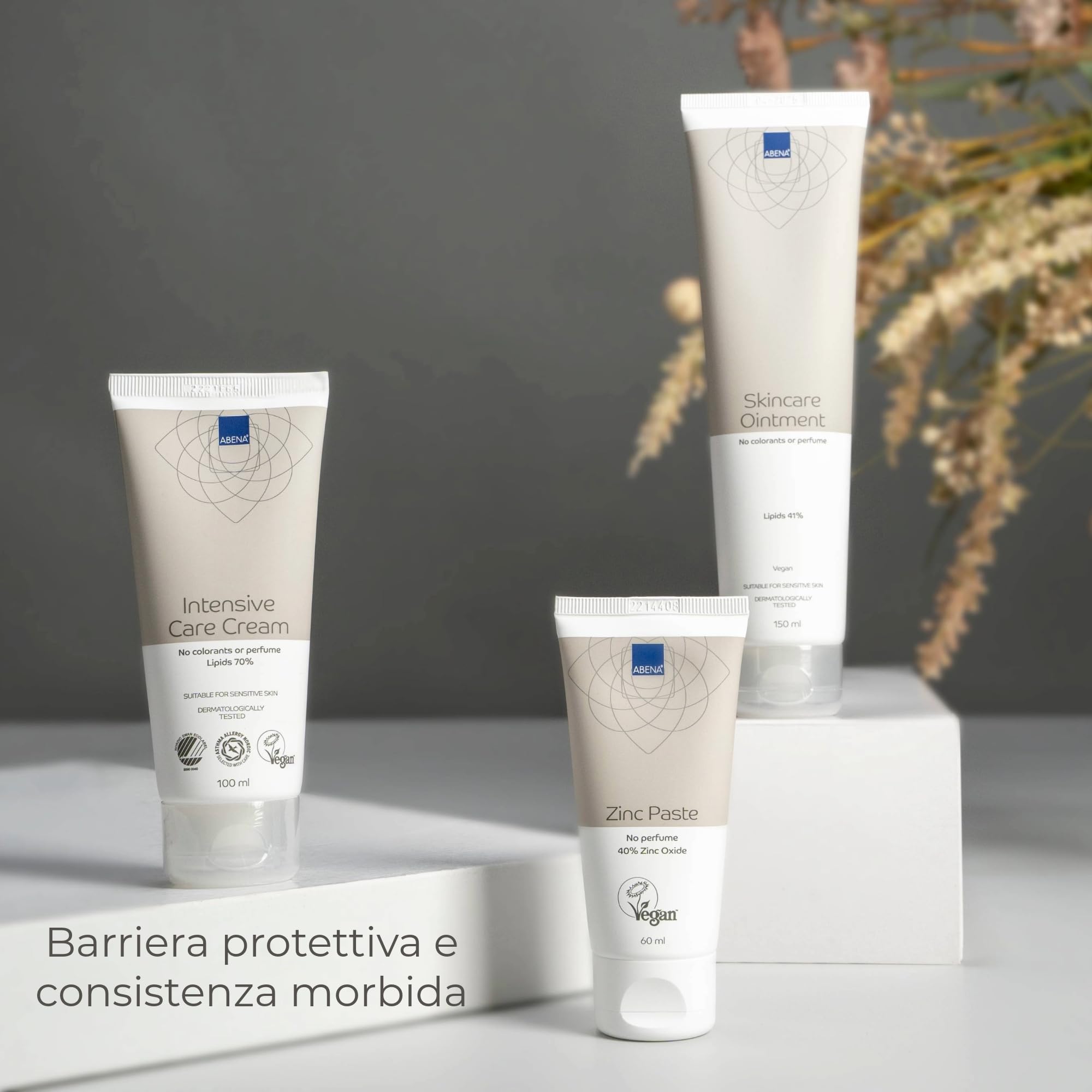 ABENA pasta di zinco, 6x60 ml | 40% ossido di zinco | Senza profumo | Barriera repellente bianca contro le sostanze irritanti | Lenitivo per la pelle | Facile applicazione | Protezione a lunga durata