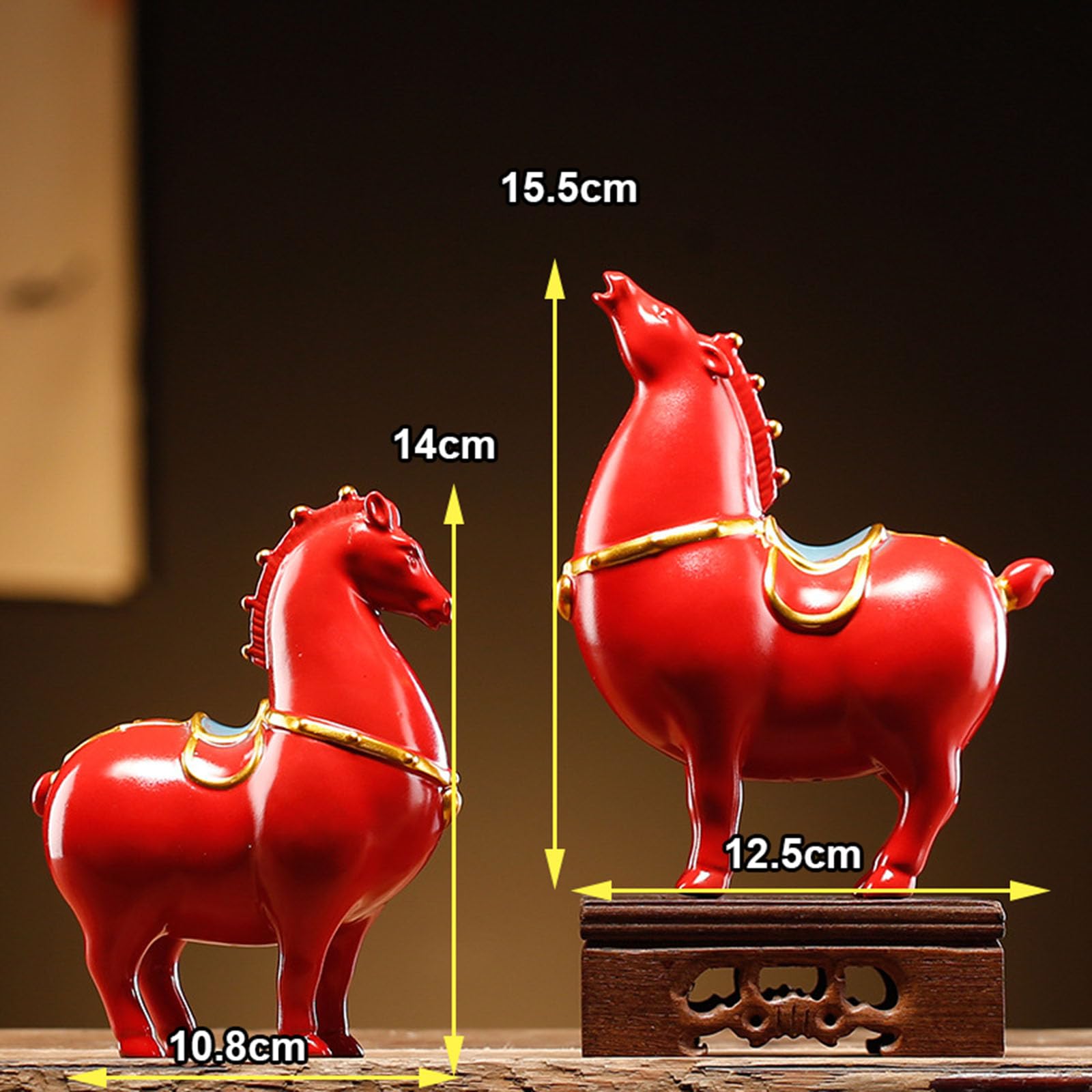 Artigianato di Statue di Cavalli in Ceramica, Ornamento di Statuette Feng Shui in Ceramica Rossa, Scultura di Animali di Cavallo Grasso e Carino Fatta a Mano per la Decorazione,A