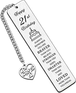HULALA Inspirational 21st Bookmark Birthday Keepsake Gifts for Her Him Best Friend Daughter Son Granddaughter Gandson Nephew Niece Always Remember You are Braver Than You Believe