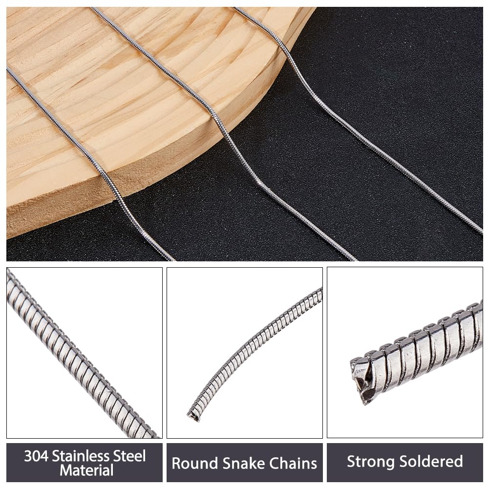 1 rotolo da 10 m argento rotondo catena serpente 2 mm 304 catene a serpente in acciaio inox rotondo non trattato, per gioielli, collane, bracciali, orecchini, fai da te