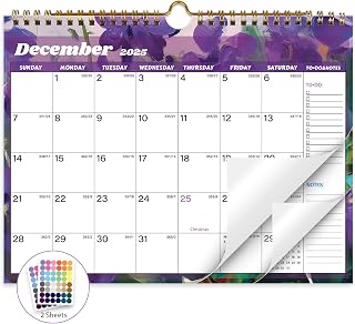 Calendar 2025-2026, 18 Months Wall Calendar July 2025 to Dec 2026 Calendar with Julian Dates, 11" X 8.5" (Flower)