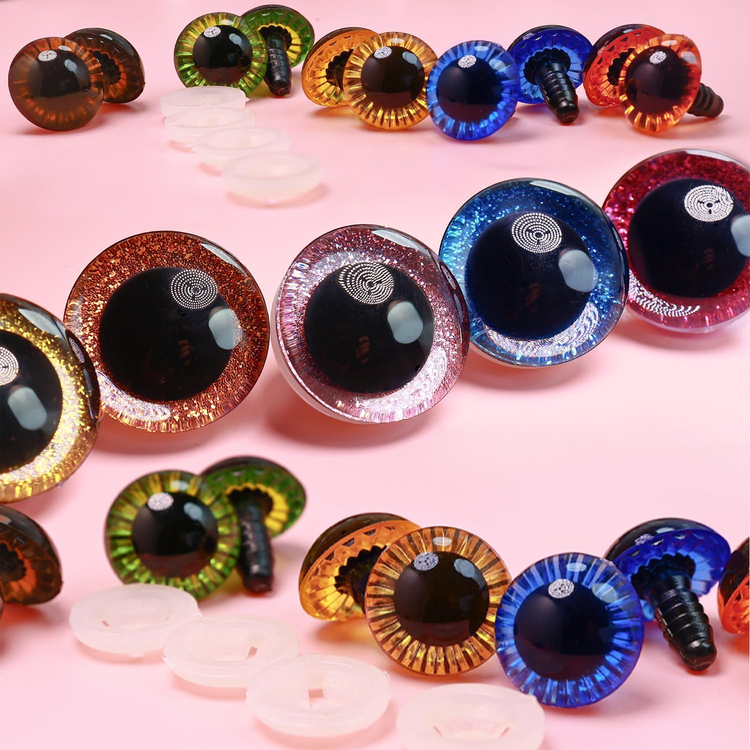 CSCHENGO 453Pcs 4-Style 10-30mm Amigurumi Eyes & Noses Kit - Shiny Crochet Safety Eyes, Black Fake Eyes, 3D Dome Dragon Eyes, Plastic Eyes for Crafts with Glasses, Tags, Pendants Accessories Set