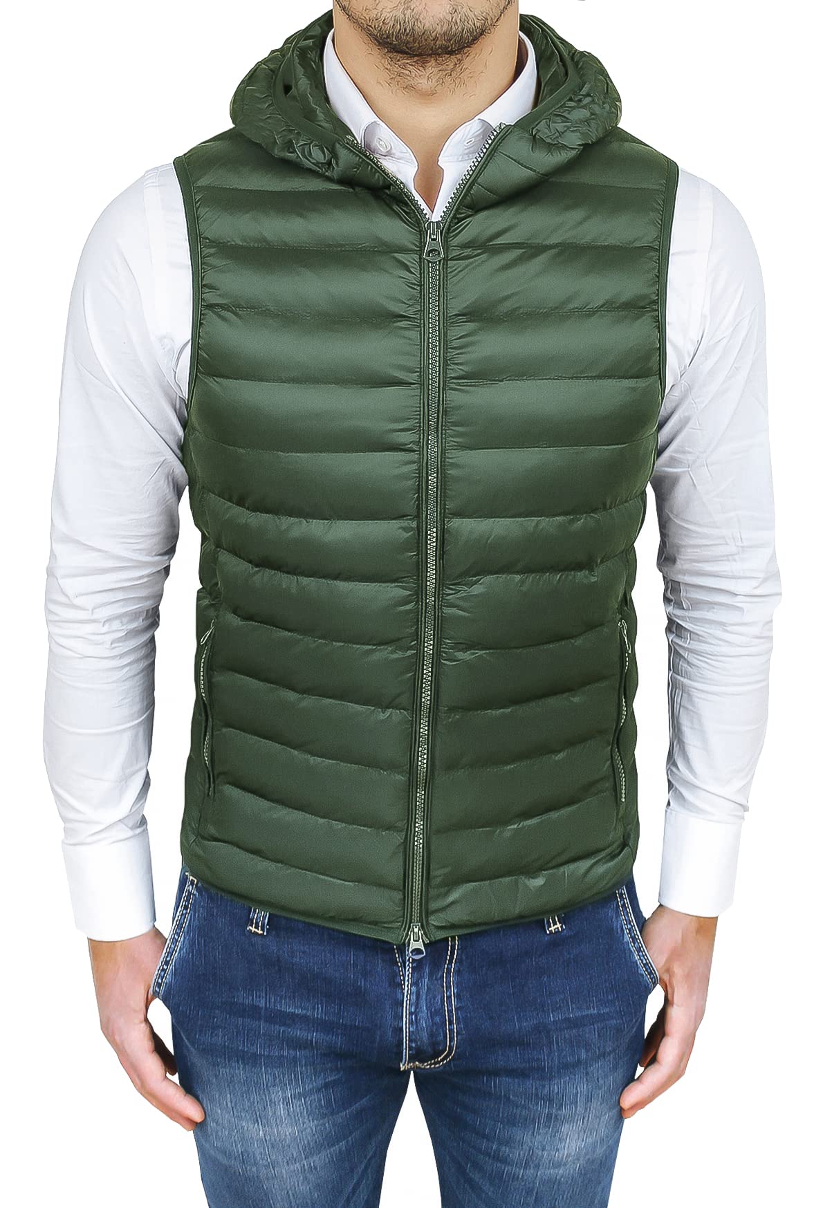 Evoga Men's Slim Fit Down Vest Vest with Hood