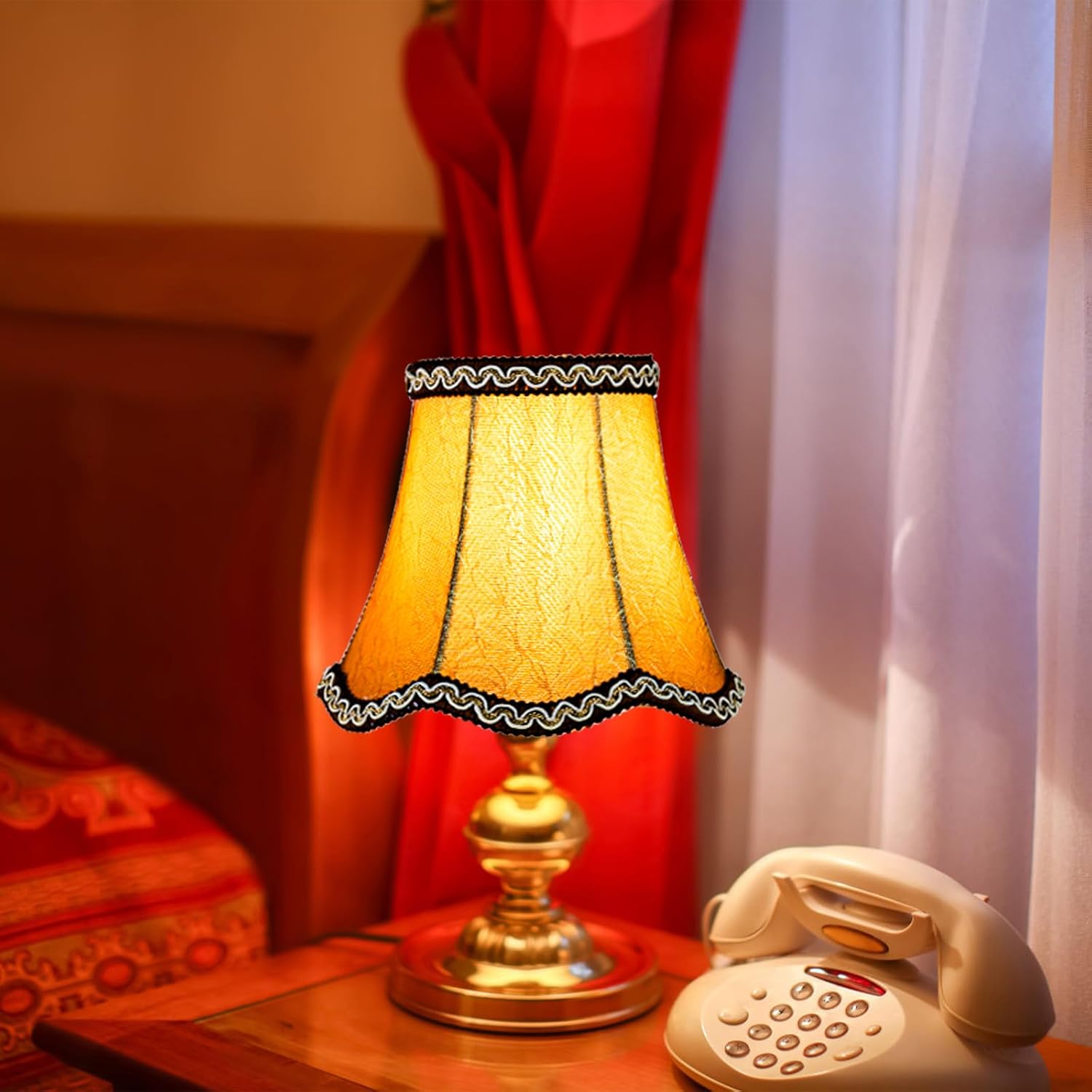 Hedume 6 Pack European Lamp Shade, Modern Clip On Droplight Wall Lamp, Chandelier Clip on Fabric Drum Lamp Shade for Table Candle Wall Light Replacement