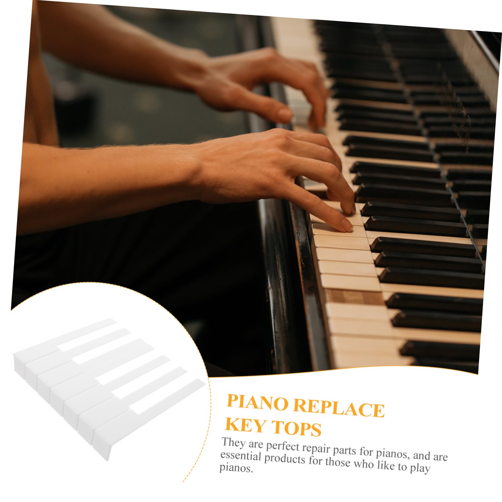 Cabilock 52 pezzi Tasti Ricambio Pianoforte Verticale Tastiera Piano Accessori Riparazione Resistente Pratico Delicato