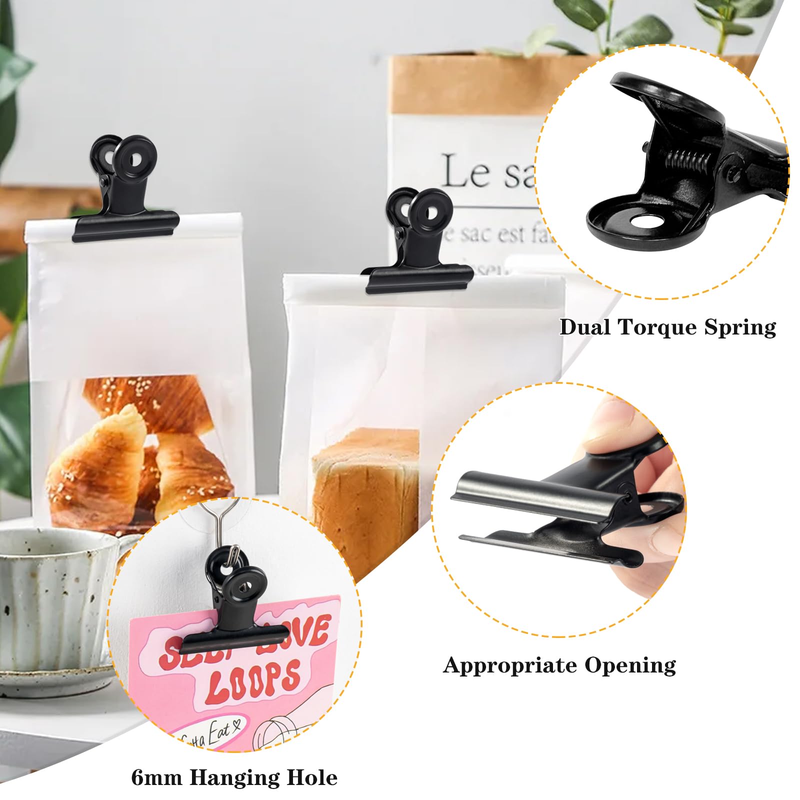 GUOKOFF 10 Pcs Large Bulldog Clips, 75mm Binder Clips, Metal Hinge Clips Binder Paper Clamp for Crafts Photo File Office (Black) - Image 4