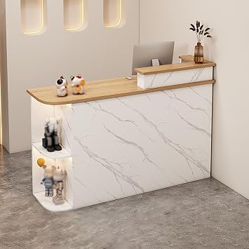 Reception Desk Computer Desk Reception Table, Front Counter Desk with Lockable Drawers, Standing Front Table for Office, Home, Retail Stores, Multiple Sizes & Colors,C Right,100cm/39inch