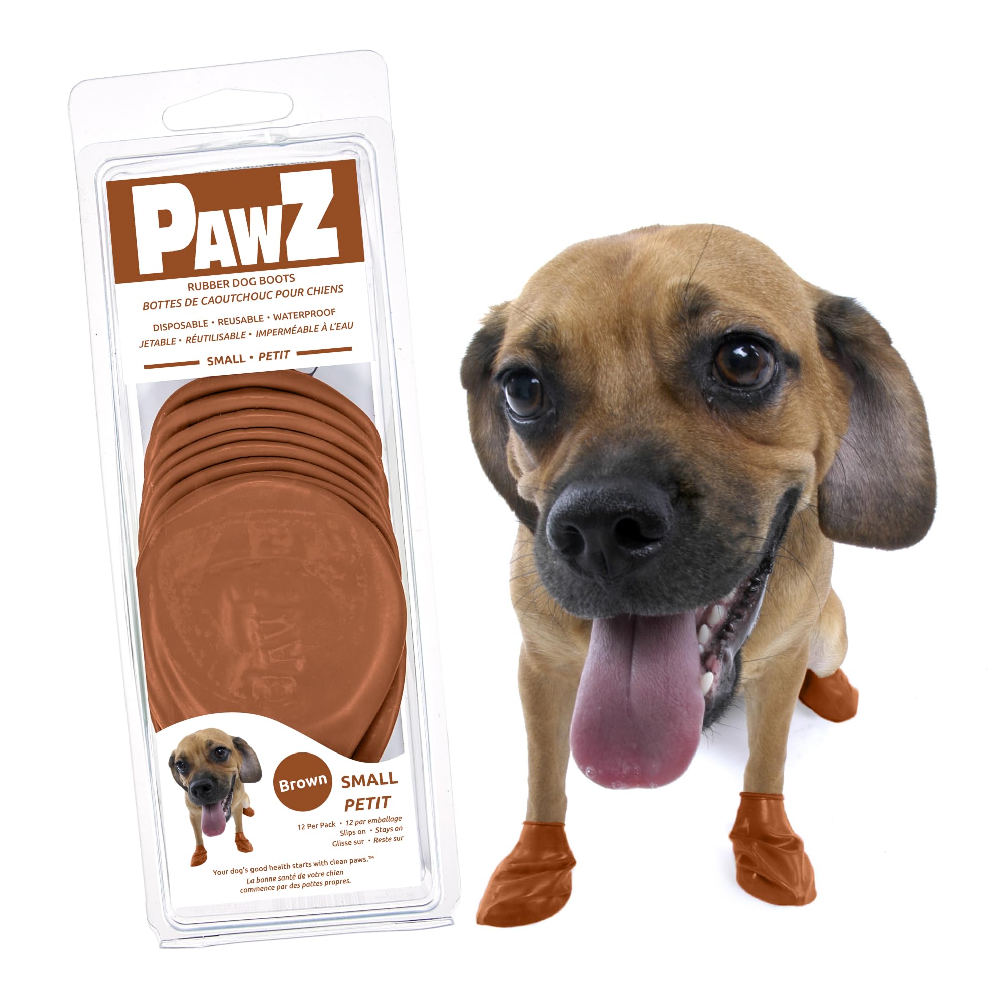 PawZ Rubber Dog Boots - Waterproof Non-Slip Dog Shoes for Hot Pavement, 12 Pack