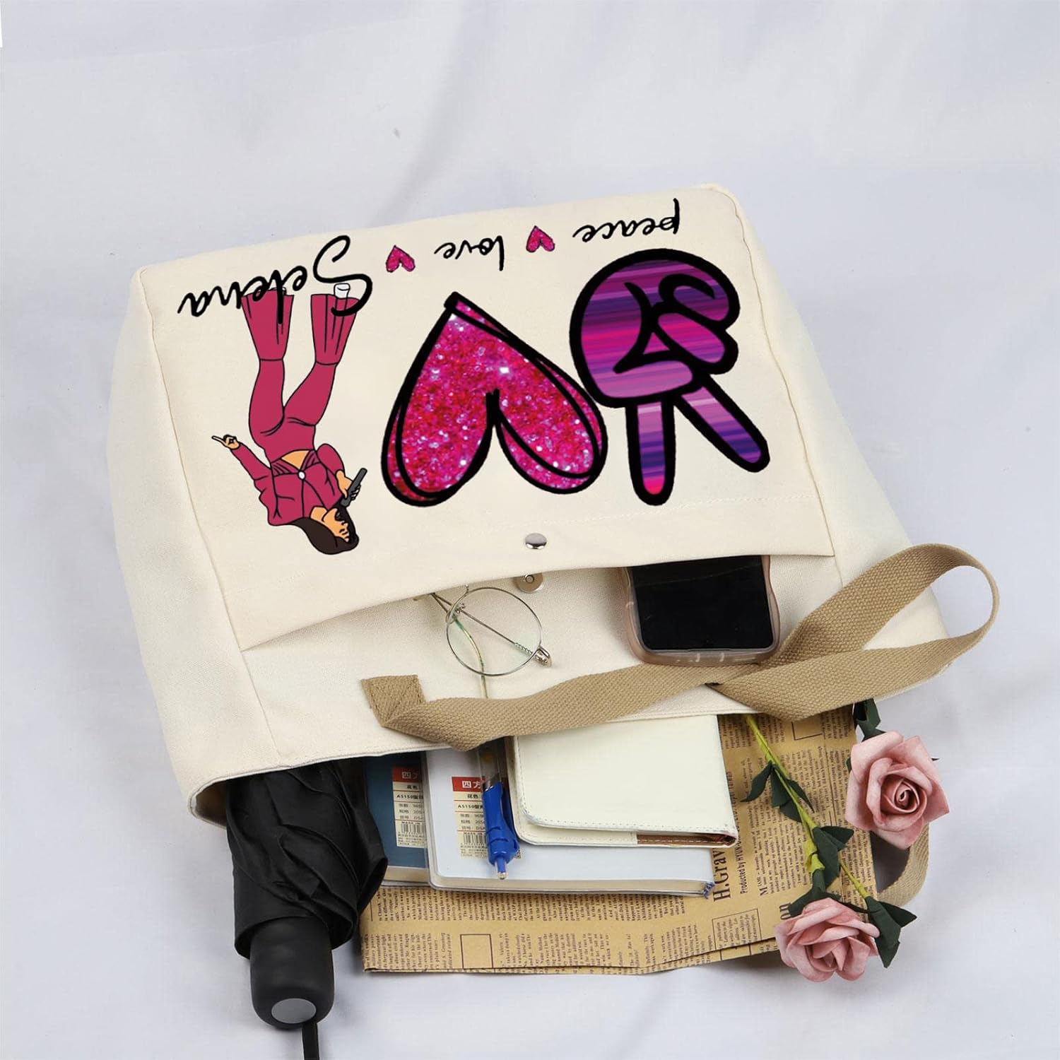 BLUPARK Song Makeup Bag Singer‘s Song Gift Singer Fan Gift Singer Inspired Cosmetic Bag Music Gifts (Peace Love Se TO) - Image 5