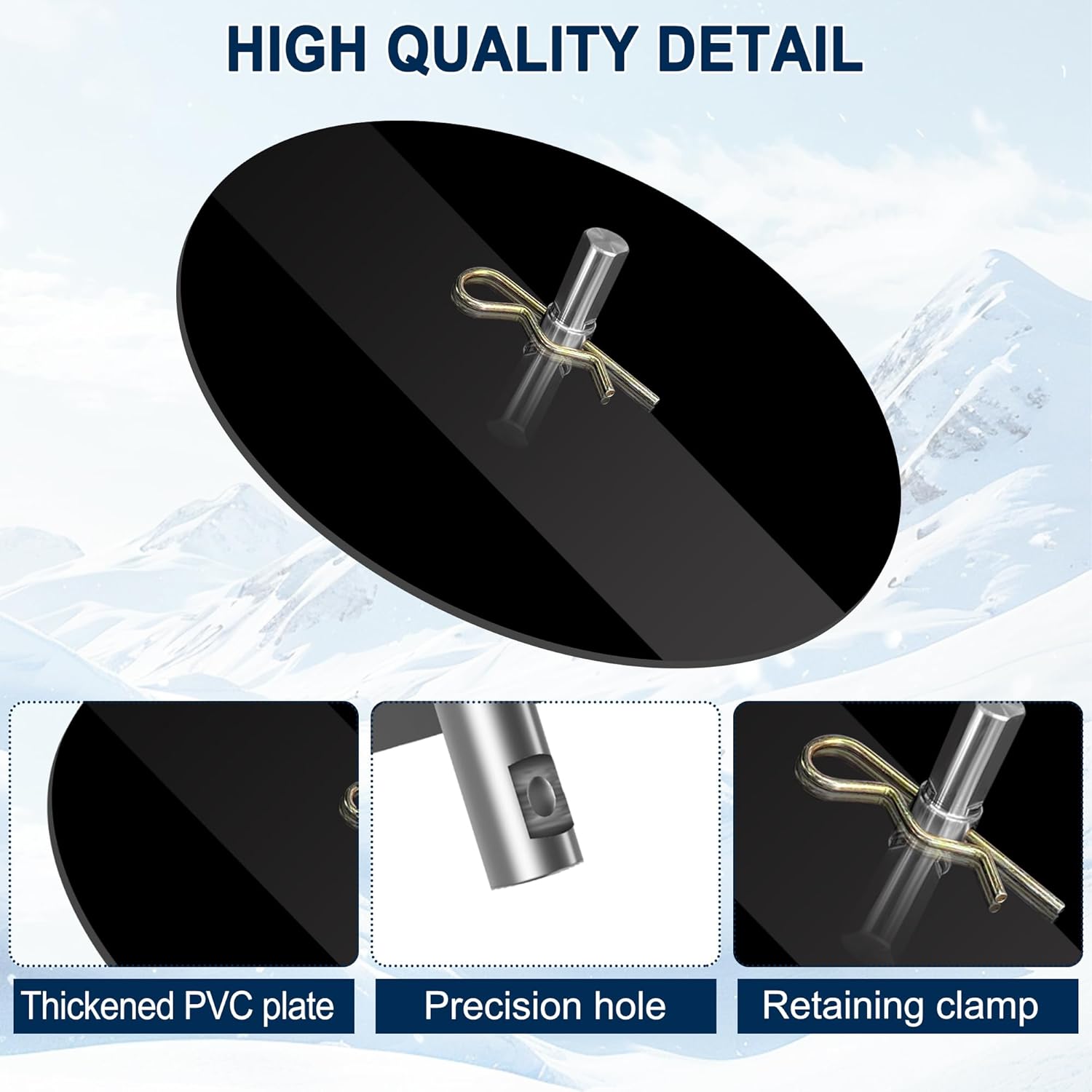 Ice Auger Drill Attachment, Ice Fishing Gear Accessories with 7.8 Inch Ice Fishing Auger Stopper Disc, 304 Stainless Steel Ice Auger Anchor Adapter Fits 1/2 inch and Above Drill Bit Chuck