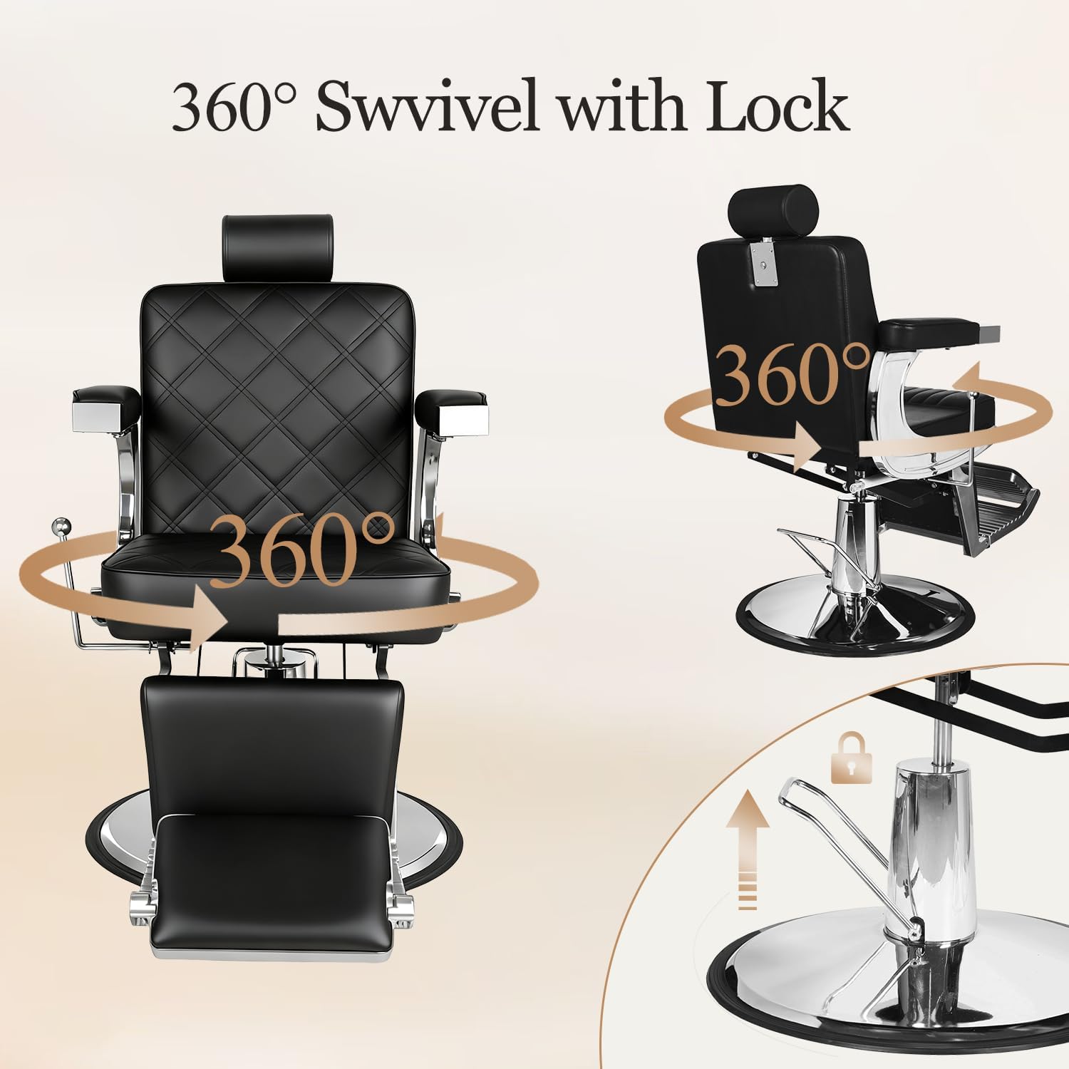 Black Salon Chairs Barber Chairs for Barbershop, Reclining Salon Chairs for Hair Stylist with Adjustable Headrest & Comfort Seating, All Purpose Hydraulic Vintage Reclining Beauty Tattoo Equipment