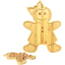 Large Christmas Charcuterie Board, Cute Gingerbread Shape Wooden Plate, Christmas Serving Tray, Xmas Serving Dishes Platter Cookie Plate 25x35x1.5 cm