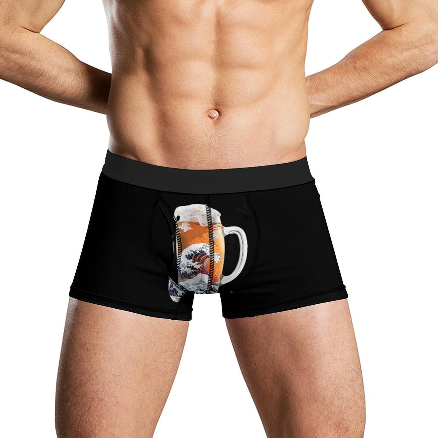 The Great Wave of Beer Novelty Men's Trunks Soft Breathable Underwear Patterned Stretch Briefs