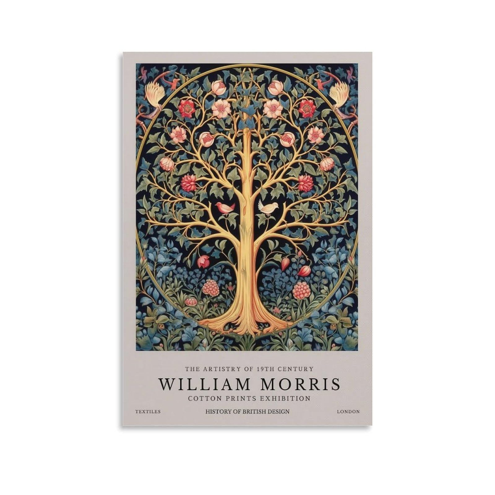 William Morris Tree of Life Flower Plant Vintage Poster Canvas Wall Room Decor Aesthetic School Supplies Paintings 20x30inch(50x75cm)