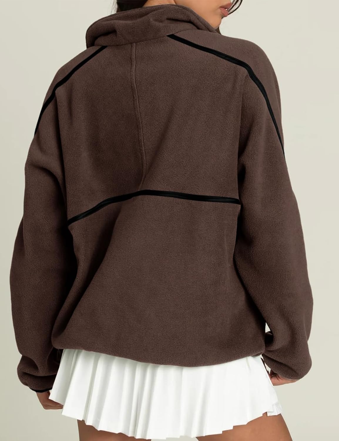 Yimoon Women's Oversized Sweatshirt Quarter Zip Fleece Pullover Casual Long Sleeve Loose Fall Fuzzy Tops Jacket Pockets - Image 3