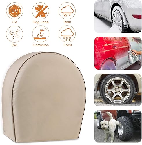 Vista 13 de Leader Accessories Paquete de 4 fundas para neumáticos – Protectores de ruedas resistentes para camiones, SUV, Jeep, cámper, remolque, RV – Oxford