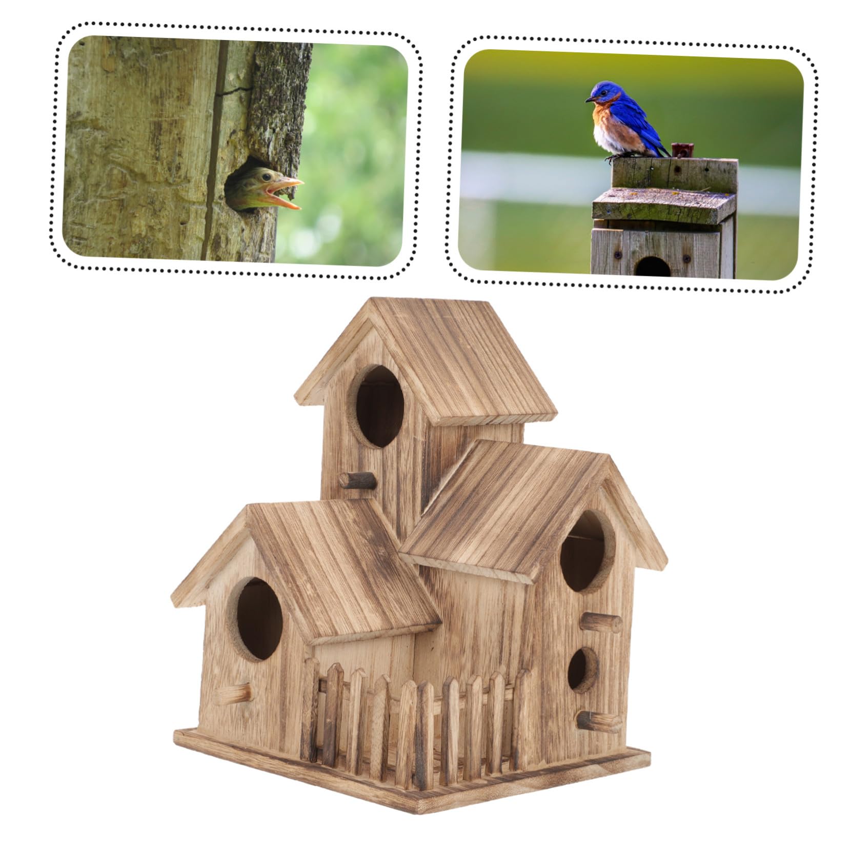 SHINEOFI Nido para Pájaros de Madera Exterior Casa de Cría para Periquitos y Cacatúas Diseño Rústico para Jardín y Balcón Apto para Cotorras y Colibríes