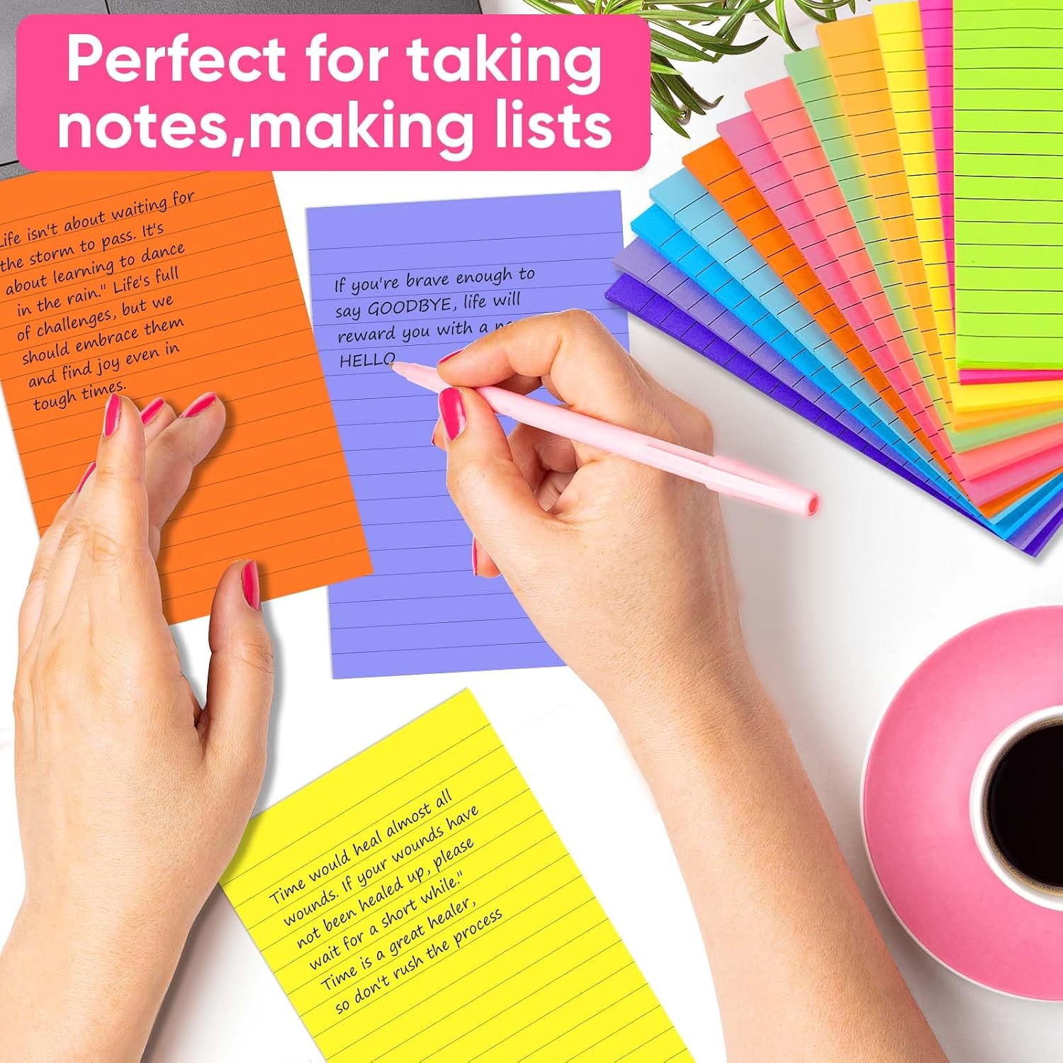 (12 Pack) Lined Sticky Notes 4x6 Inch, 12 Bright Colors - Sticky Note with Lines, Strong Adhesive & No Residue - Large Sticky Notes Thick Paper, for Office School Home Organization 30 Sheets/Pad image 5
