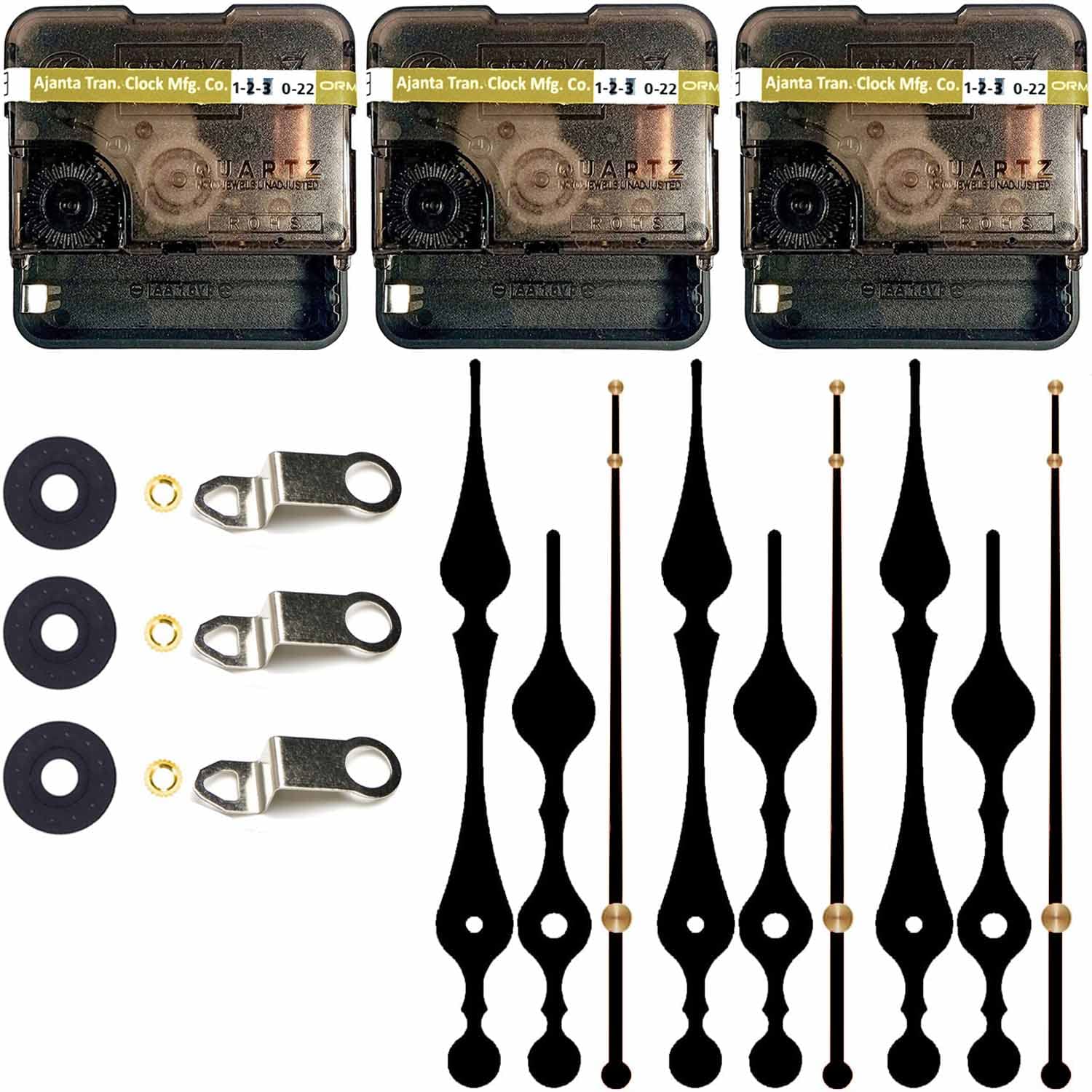 YOPY� Combo 3 of Ajanta Mfg. Battery Operated Plastic Ticking Wall Clock Movement Machine with Hands (Needles : Antique Black 3) (B0BJ298HTV) Amazon Price History, Amazon Price Tracker