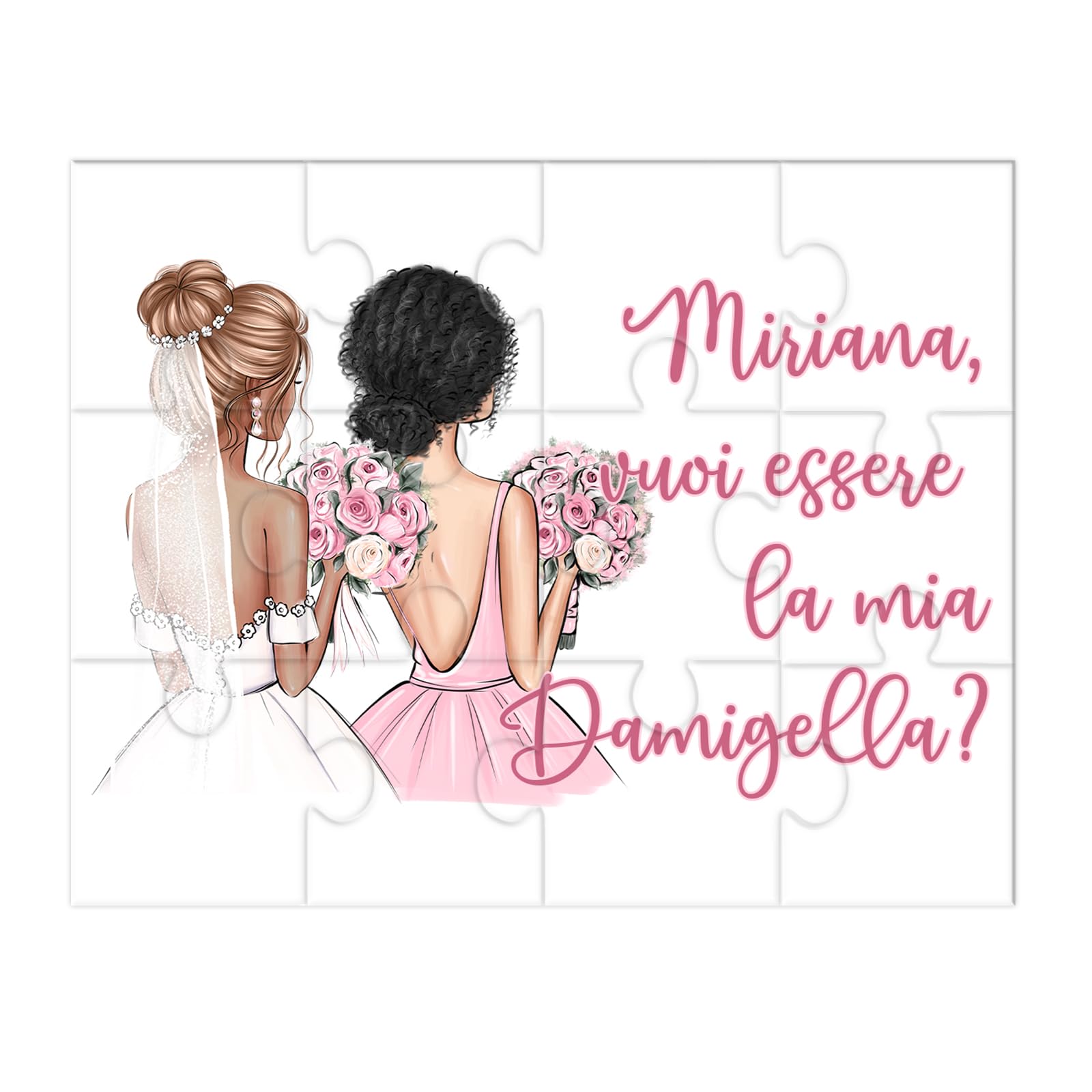Piccolo Puzzle Biglietto Personalizzato – "Vuoi Essere la Mia Damigella o Testimone?" – Idea Regalo Nozze, Matrimonio – Disegno a Scelta, Alta Qualità
