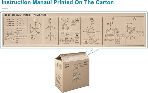Miniatura 8 de BOLISS Silla ergonómica de malla de 400 libras con brazos ajustables para escritorio y computadora de oficina (negro) Tela negra del marco